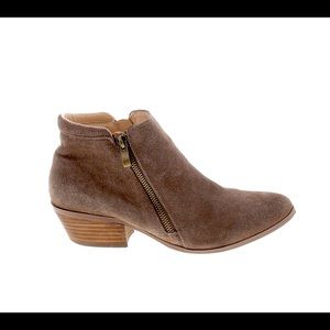 Apri Brown leather double zip booties